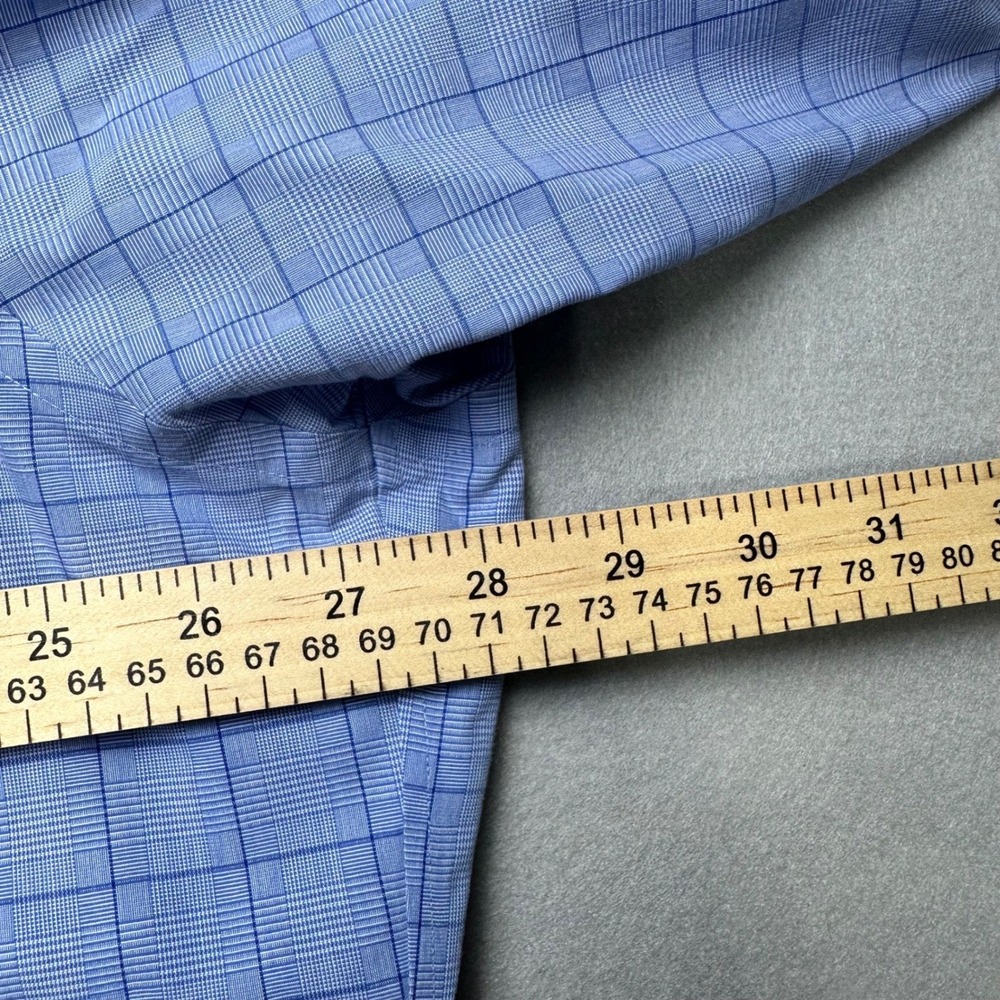 Brooks Brothers Button Down Shirt Mens 17.5-35 Blue Grid Traditional Non-Iron - Picture 7 of 8